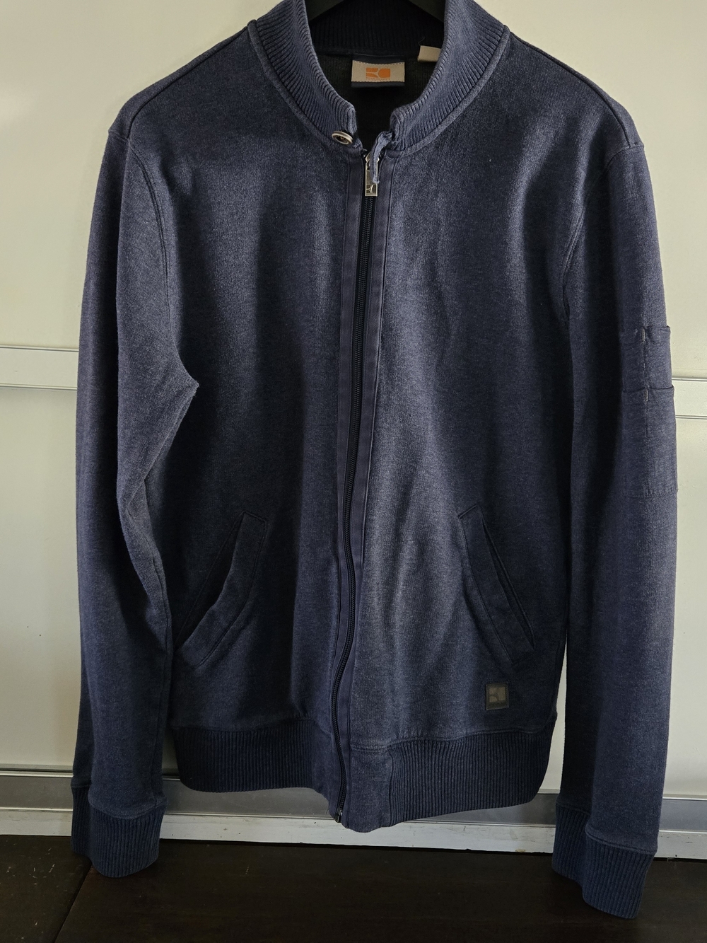 BOSS ORANGE Men's Navy Zip-Up Knit Jacket - Picture 3 of 12